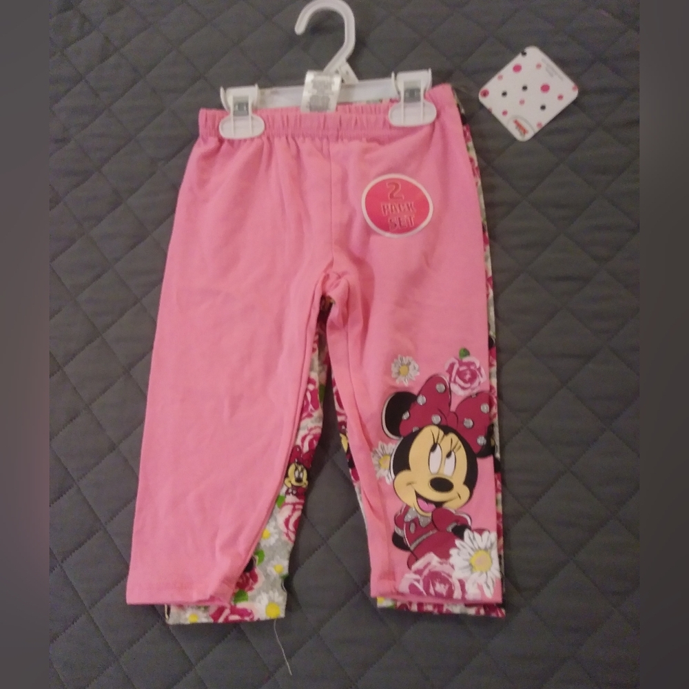 2 Disney Minnie Mouse Kids Capri Leggings
